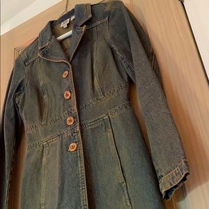 Vintage Style Long Blue Jean Jacket